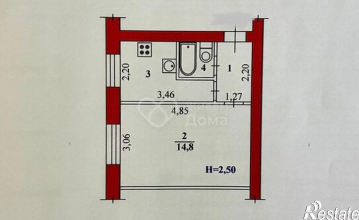 1-комн квартира ул им. Анри Барбюса, 2,  д. 2