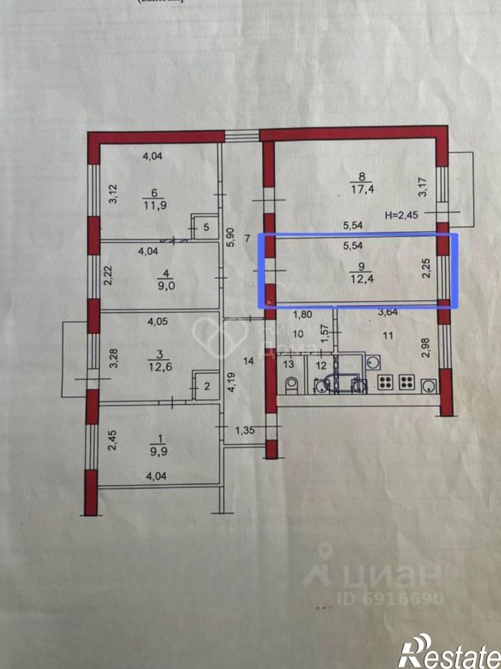 6-комн квартира улица 51-й Гвардейской дивизии, 1,  д. 1