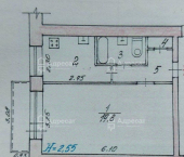 1-комн, 33кв м, этаж 2/9 Волгоградская улица, 11