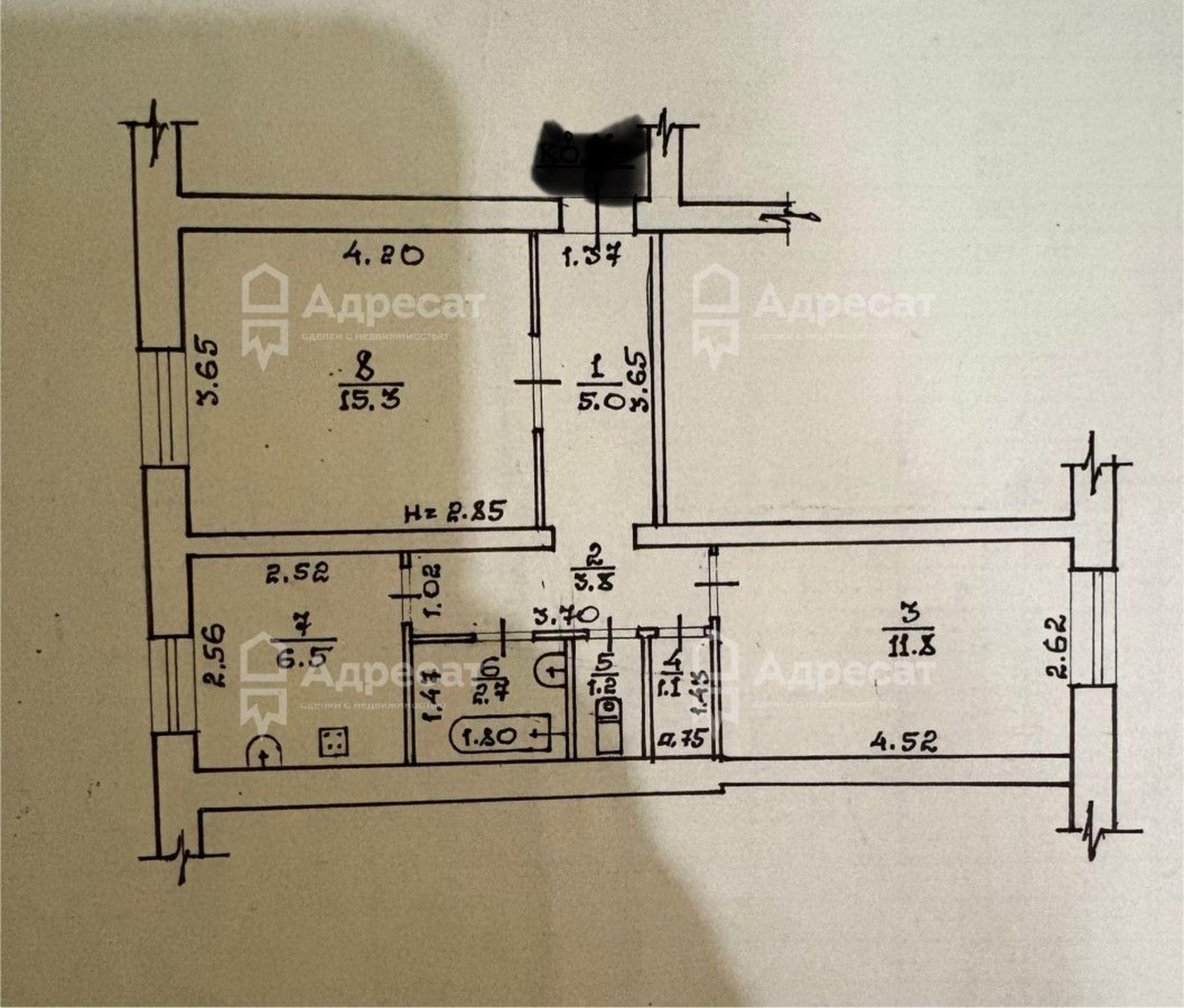 Купить квартиру за 2 820 000 рублей на ул. генерала Шумилова,  д.23А