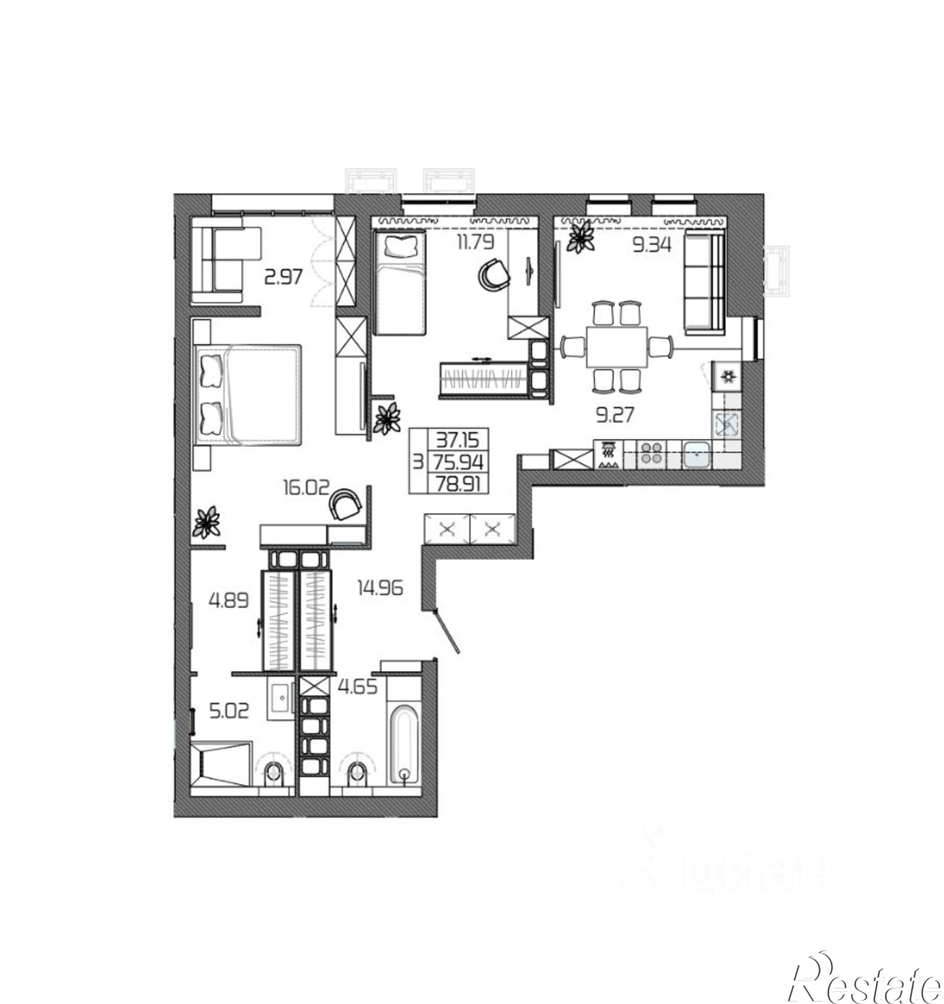 Купить квартиру за 7 506 450 рублей на ул им. Землячки, 31а