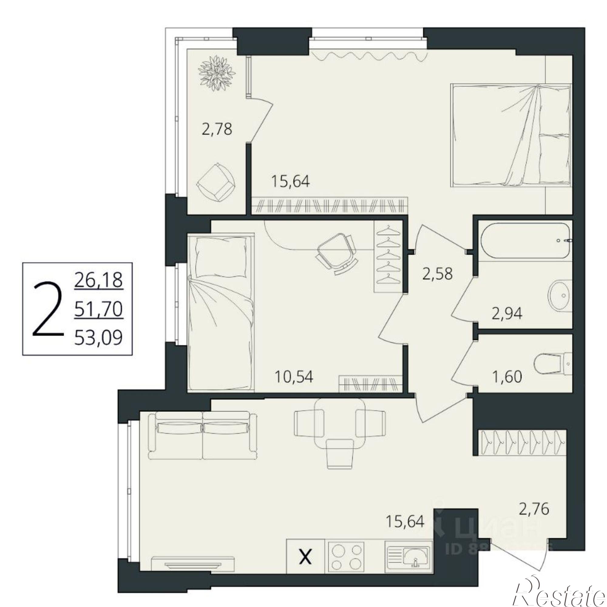 Купить квартиру за 8 972 210 рублей на улица Степана Разина, 25/2
