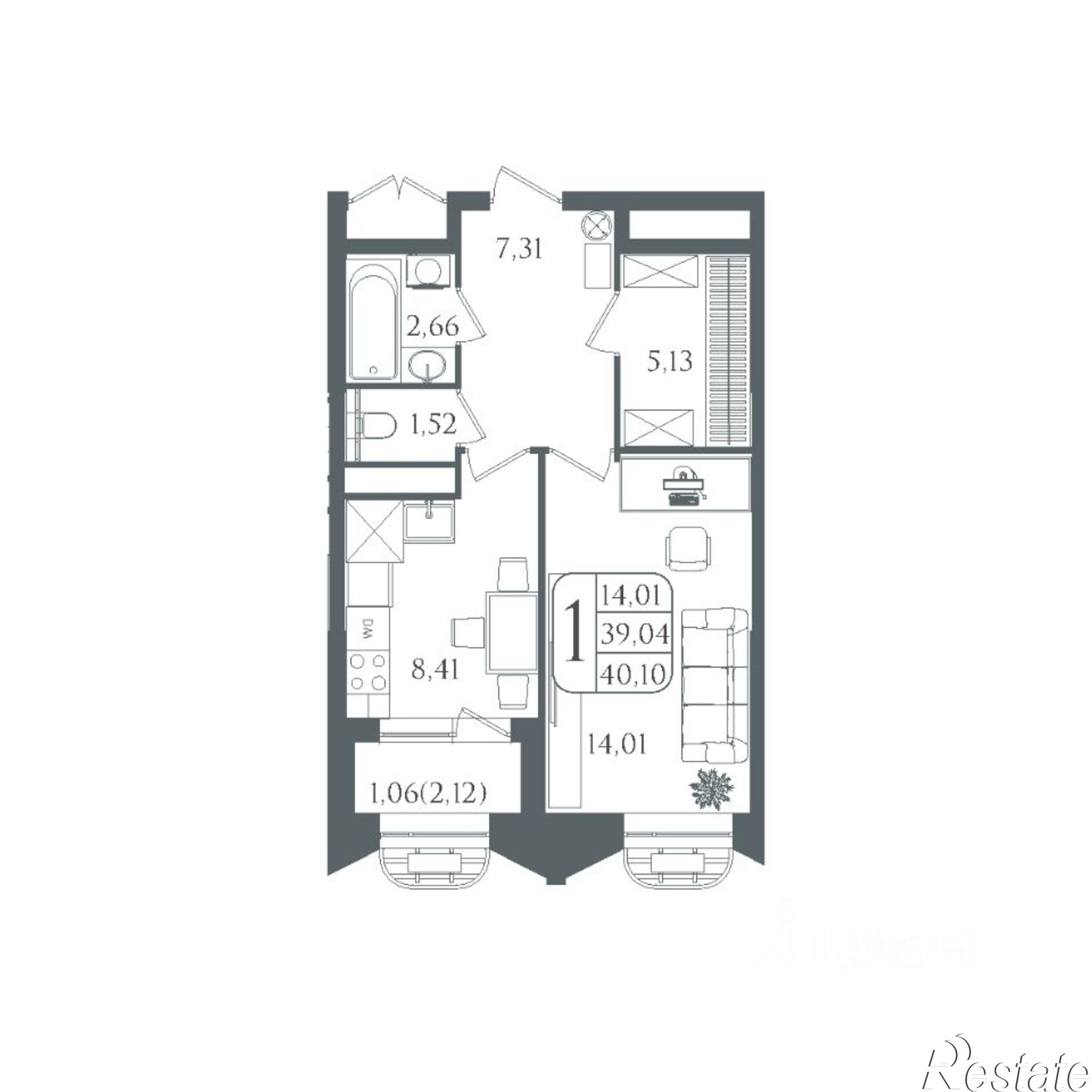 Купить квартиру за 7 137 800 рублей на Майкопская улица, 5Б