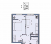1-комн, 29 кв м, этаж 9/10 ул Тракторостроителей, 8