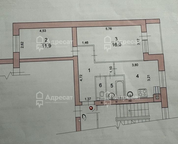 2-комн квартира ул. Профессора Иншакова,  д.6