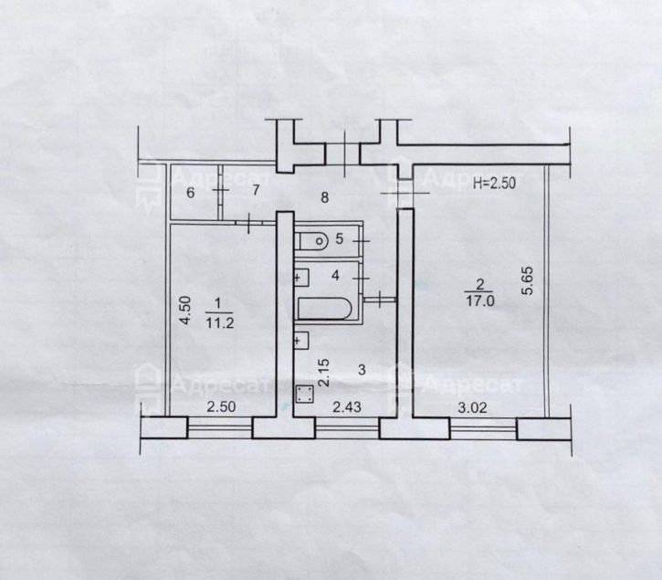 2-комн квартира ул. Мясникова,  д.14