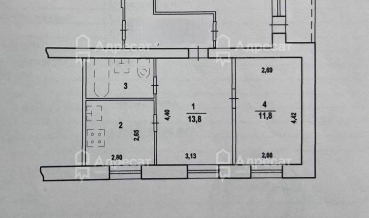 2-комн квартира ул. Саушинская,  д.4