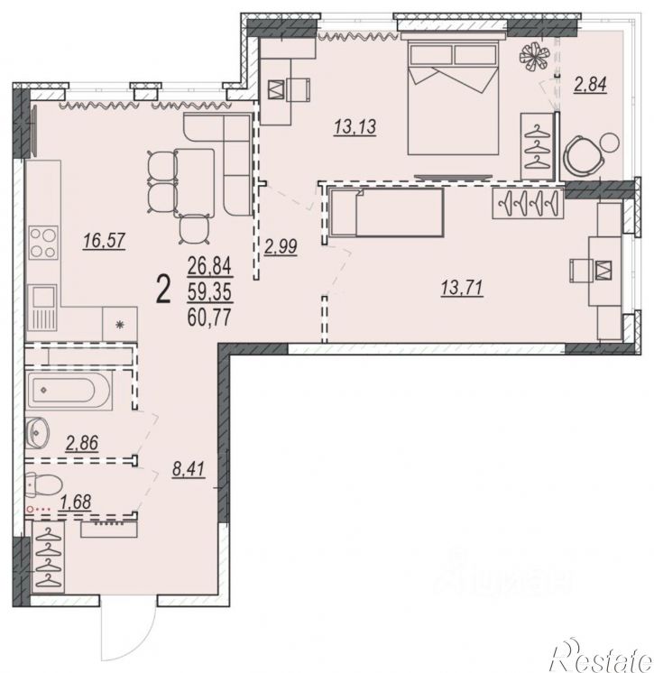 2-комн квартира в новом доме ул 35-й Гвардейской, 19,  д. 19