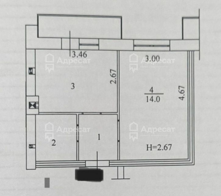 1-комн квартира ул. Курсекова,  д.16