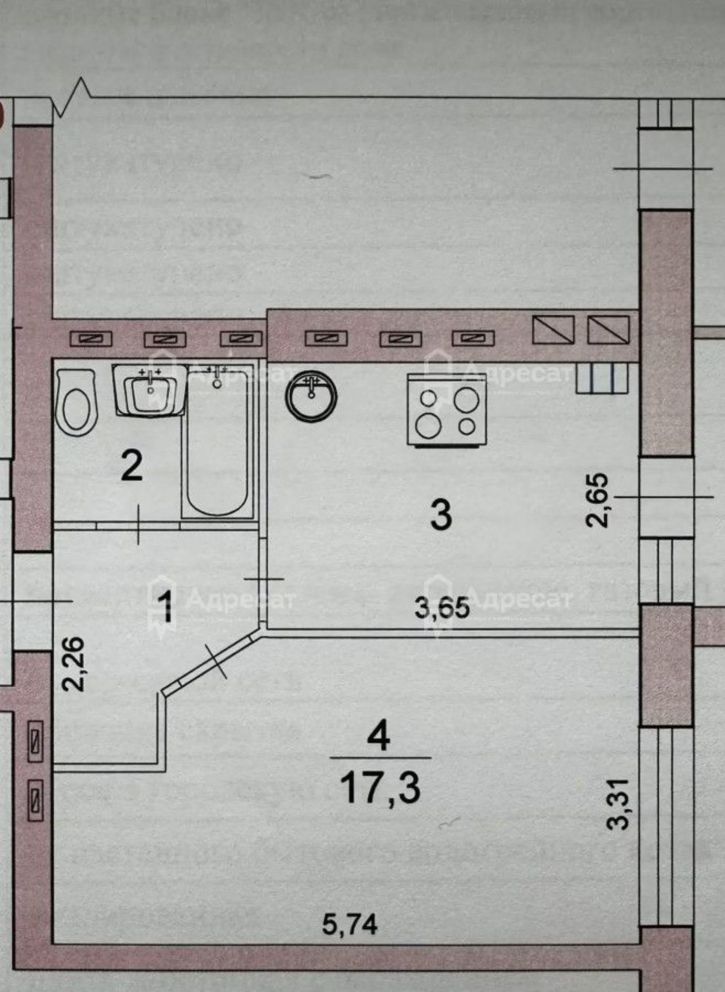 1-комн квартира ул. 35 Гвардейской,  д.46