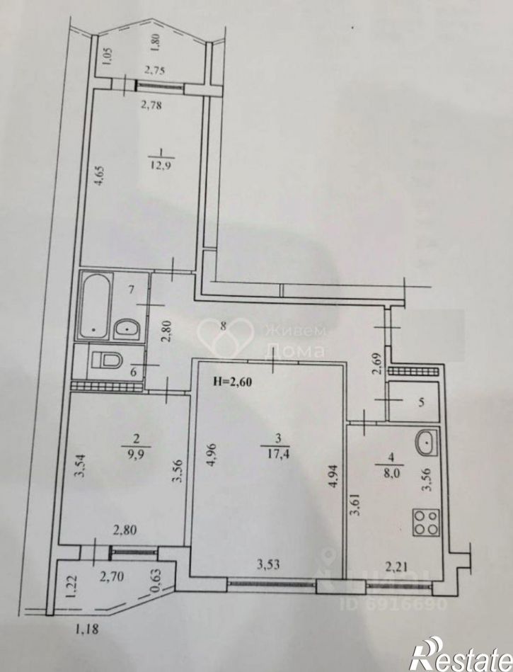 3-комн квартира ул им. Репина, 7,  д. 7