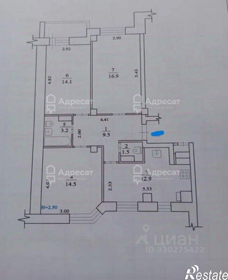 3-комн квартира улица старшего лейтенанта Токарева, 7,  д. 7