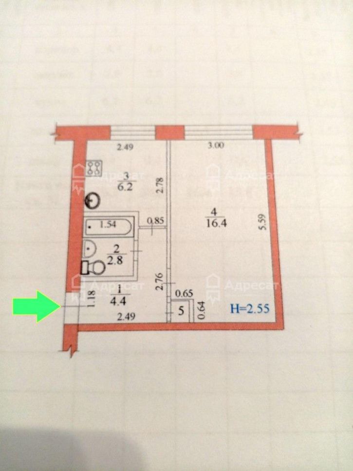 1-комн квартира ул. им. Полухина,  д.2/2
