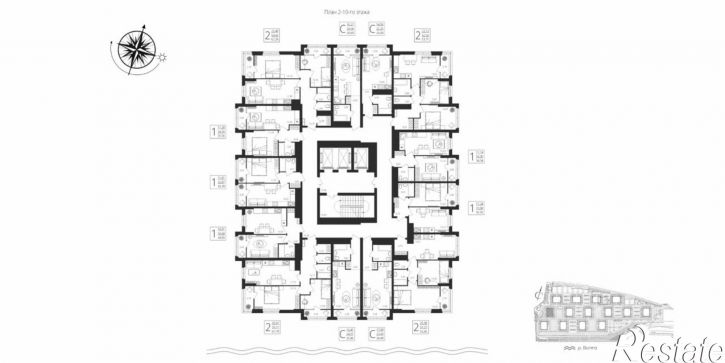2-комн квартира в новом доме улица Степана Разина, 27/1