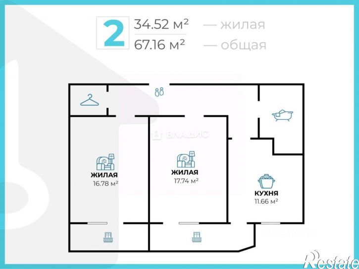 2-комн квартира улица Расула Гамзатова, 11,  д. 11