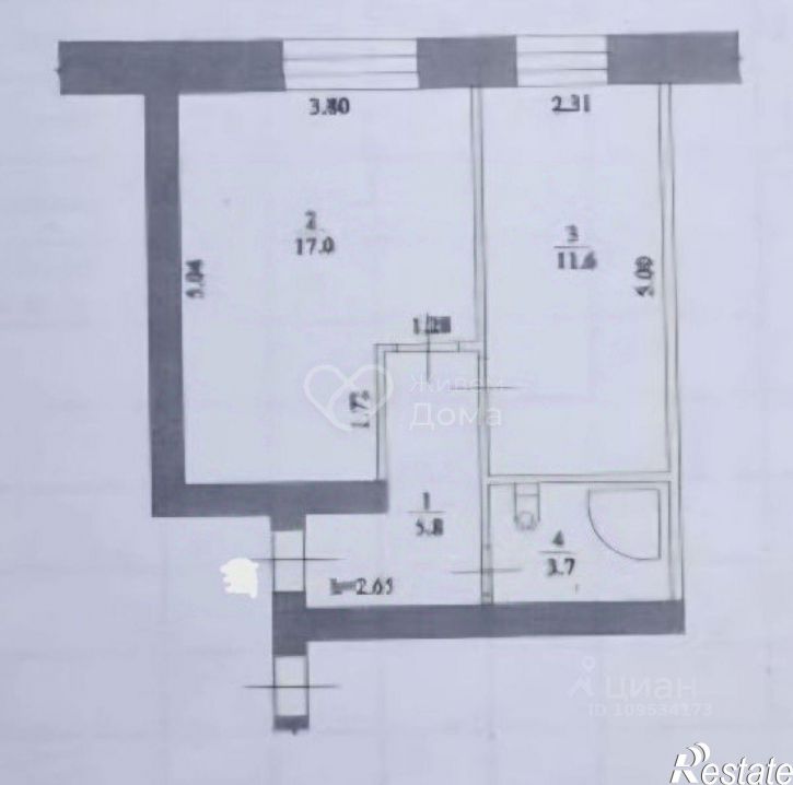 1-комн квартира ул им. Грибанова, 2,  д. 2