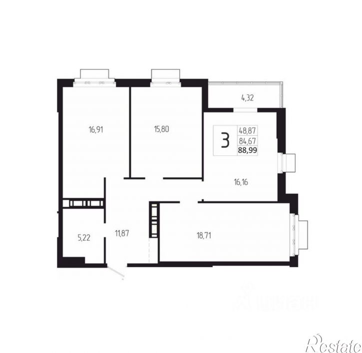 3-комн квартира в новом доме б-р 30-летия Победы, 30,  д. 30
