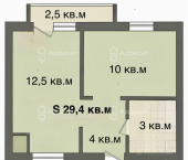 1-комн, 29кв м, этаж 10/10 улица Лячина, 3
