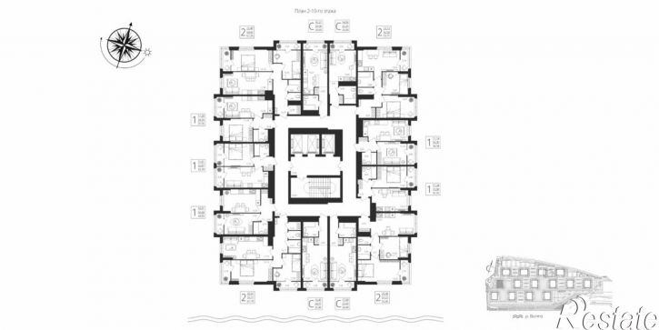 2-комн квартира в новом доме улица Степана Разина, 27/1