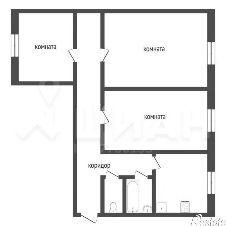 3-комн квартира ул Безымянная, 1,  д. 1