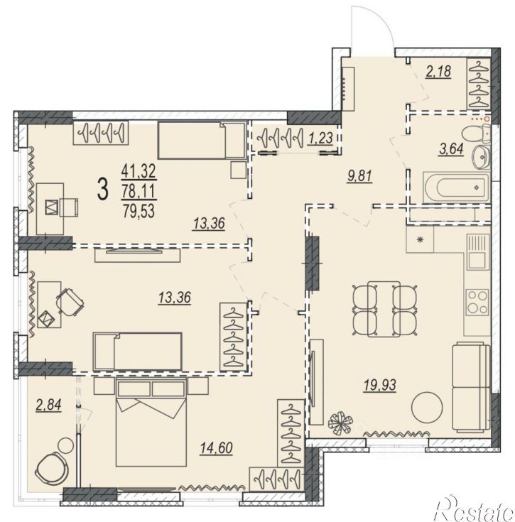 3-комн квартира в новом доме ул 35-й Гвардейской, 19,  д. 19