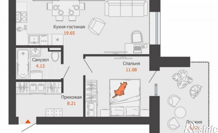 1-комн квартира в новом доме ЖК Центропарк