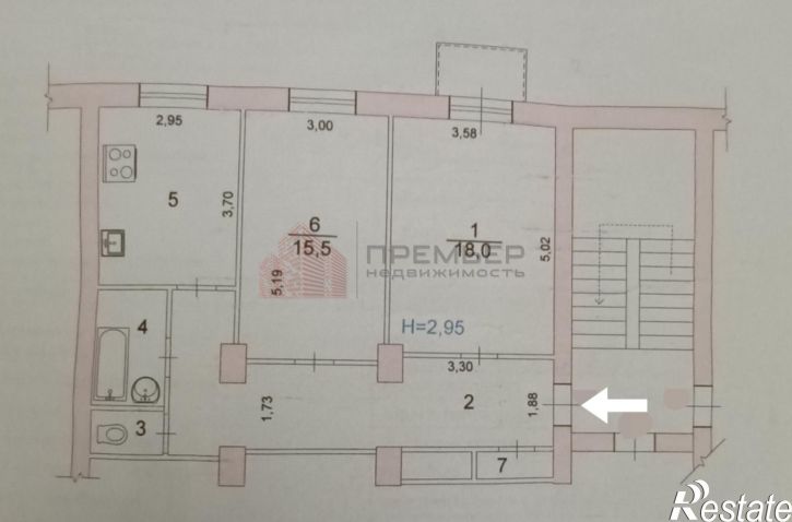 2-комн квартира Рабоче-Крестьянская улица,4