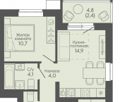2-комн, 52 кв м, этаж 7/19 ул Трехгорная, 27
