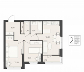 2-комн, 53 кв м, этаж 3/17 улица Степана Разина, 27