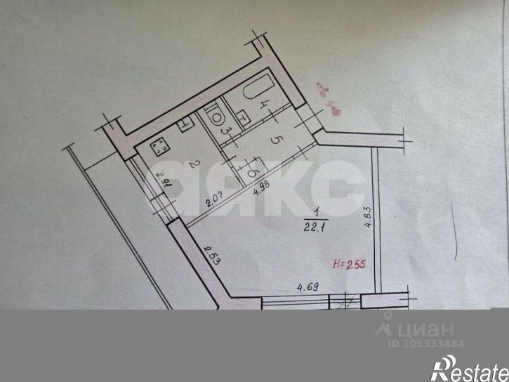 1-комн квартира ул Хиросимы, 7а,  д. 7а