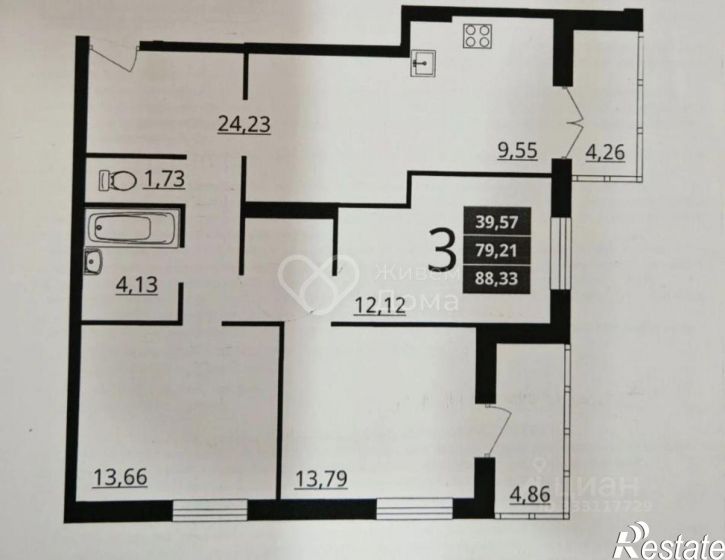 3-комн квартира ул Тарифная, 29а,  д. 29а