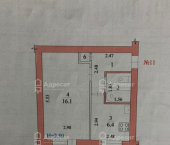 1-комн, 29.6кв м, этаж 3/5 ул. Новосибирская,  д.70