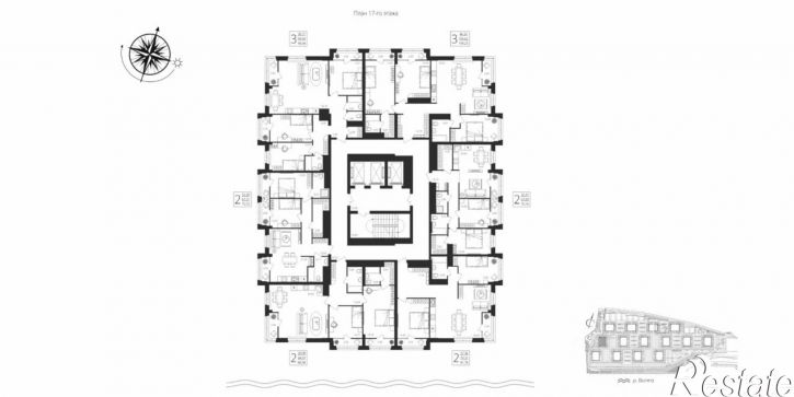 3-комн квартира в новом доме улица Степана Разина, 27/1