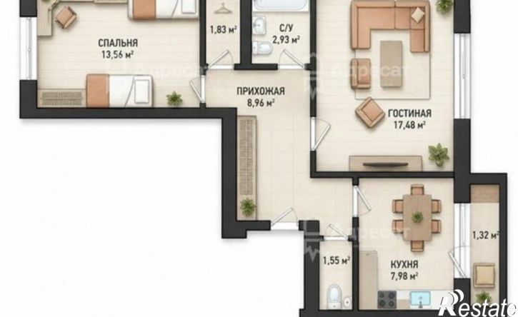 2-комн квартира ул 35-й Гвардейской, 46,  д. 46