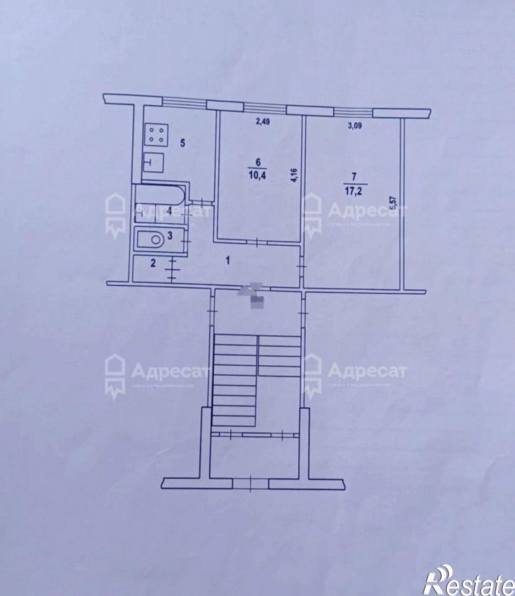 2-комн квартира Улица им. Фадеева,  д.49