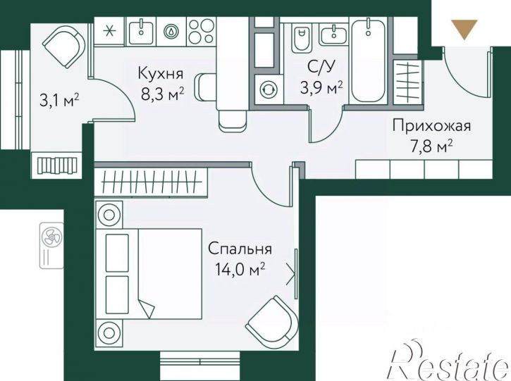 1-комн квартира в новом доме Новосибирская улица, 76,  д. 76