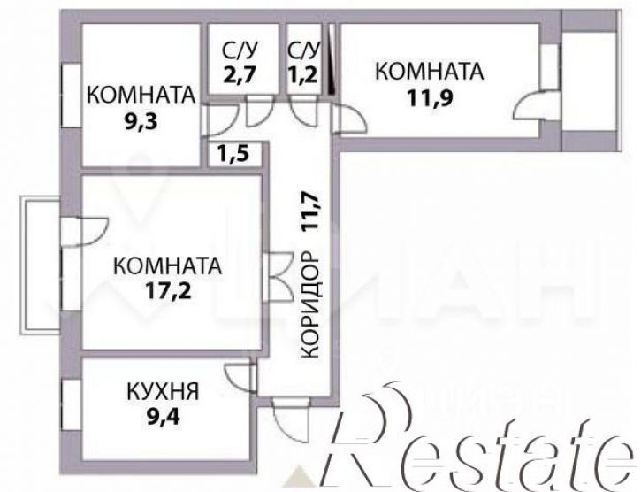 3-комн квартира Алексеевская улица, 7,  д. 7
