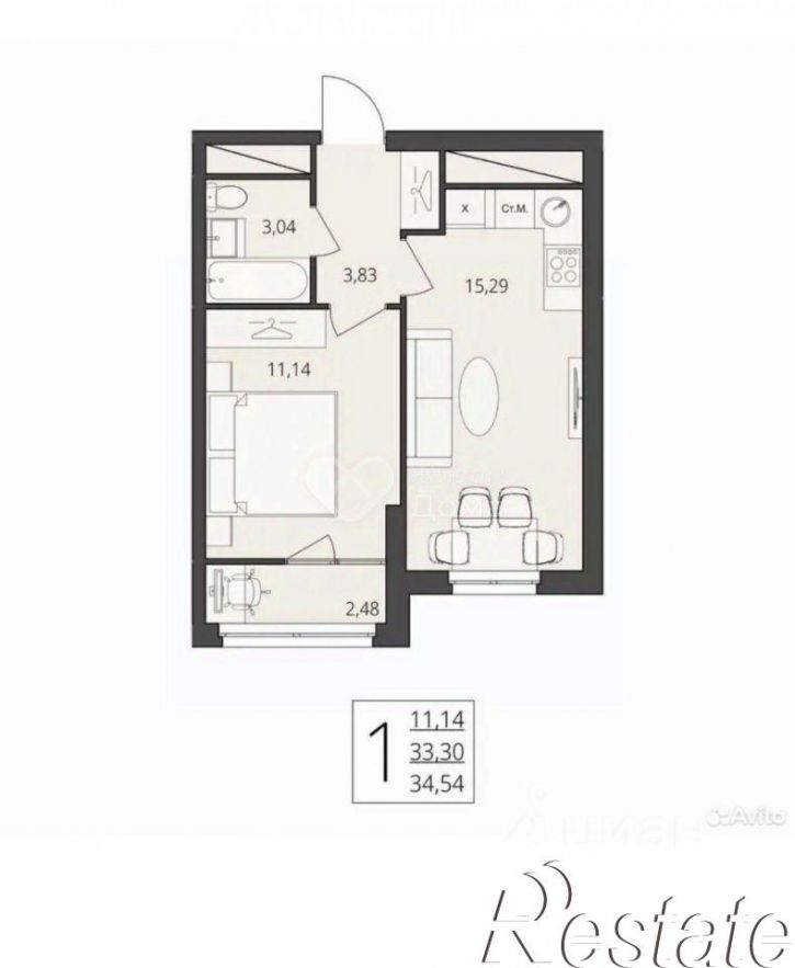 1-комн квартира улица Степана Разина, 25/2,  д. 25/2