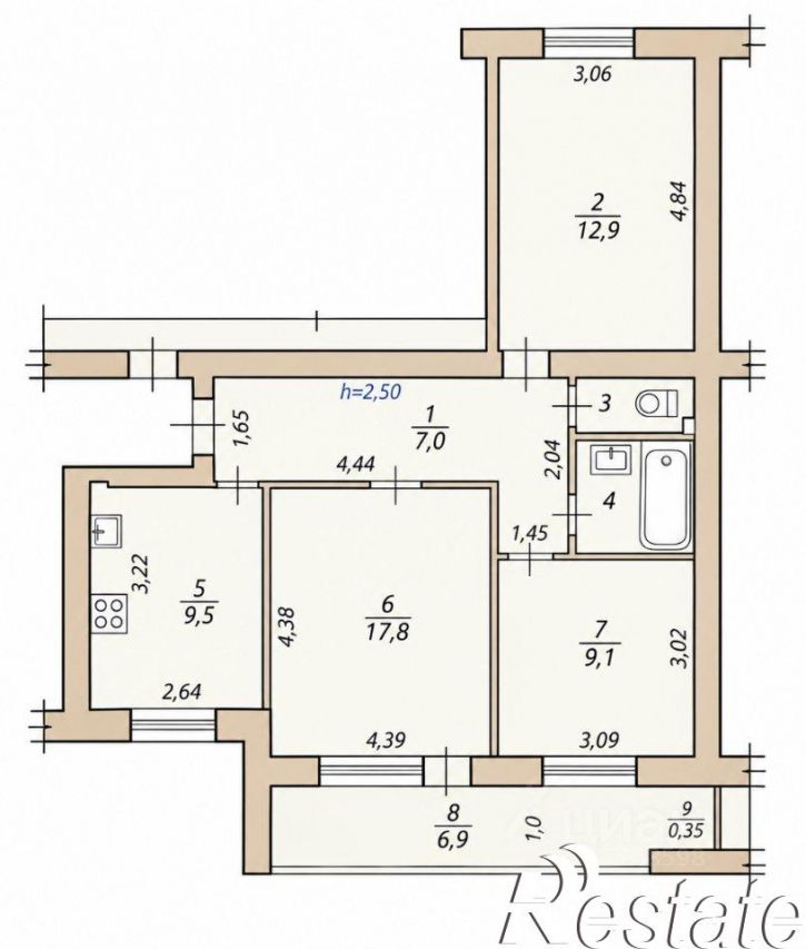 3-комн квартира улица Правды, 4,  д. 4