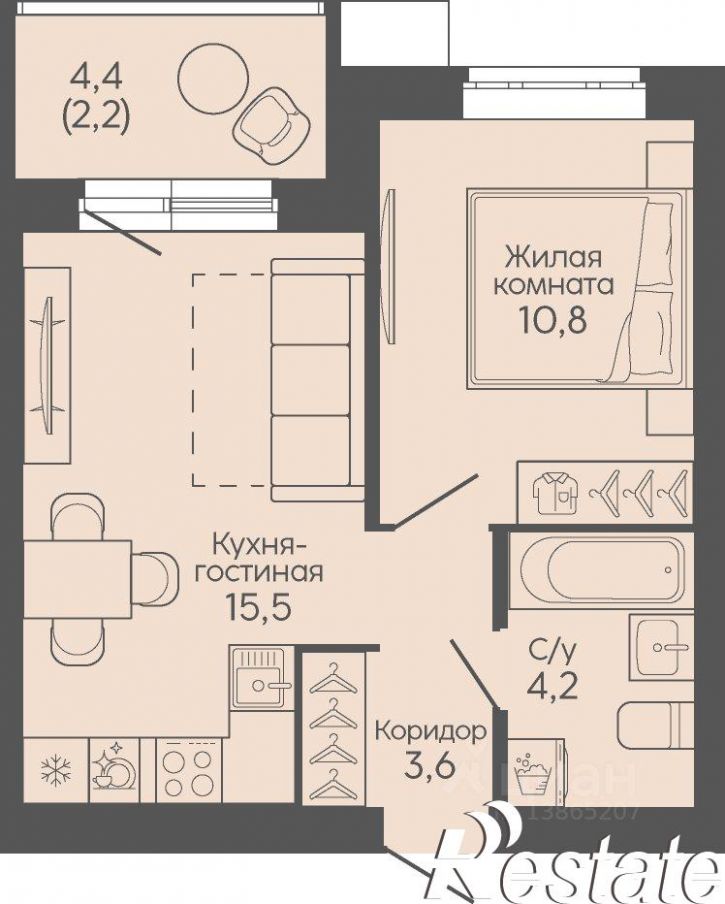 1-комн квартира в новом доме Трёхгорная улица, 27,  д. 27