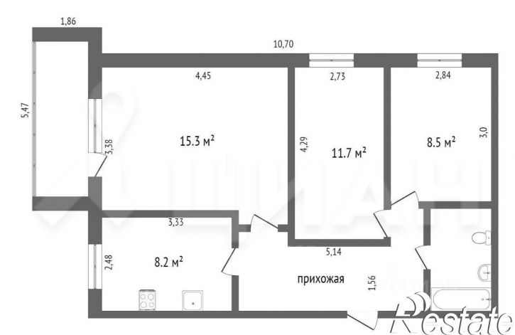 3-комн квартира улица Быстрова, 80А,  д. 80А