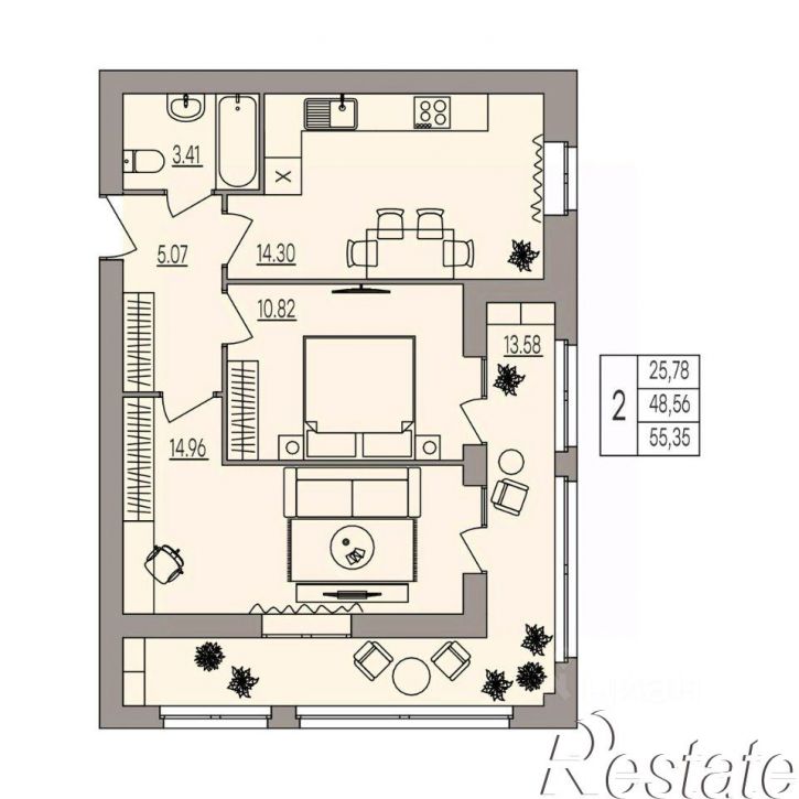2-комн квартира в новом доме улица Землячки, 84/8,  д. 84/8