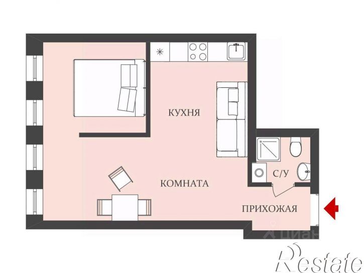 1-комн квартира улица Пархоменко, 2,  д. 2