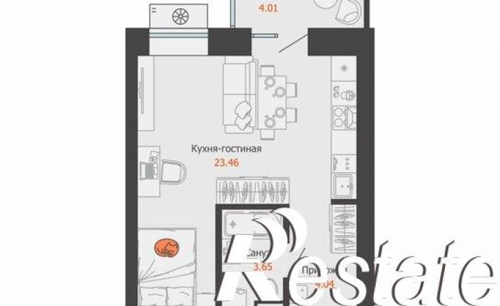 1-комн квартира в новом доме ЖК Центропарк